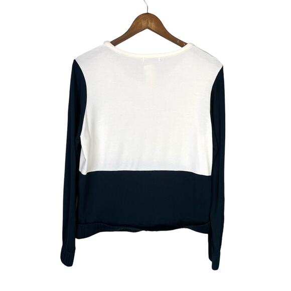 Townsen NWT Black Cream Colorblock Long Sleeve Soft Knit Elastic Hem Top - Picture 8 of 11